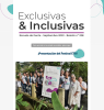 Página sobre fundo com topo decorado. O cabeçalho é "Exclusivas & Inclusivas | Escuela de Gente - Septiembre 2022 - Boletín nº 238". Abaixo dele, há a instrução "Para acceder a la versión accesible, pulse aquí". Na sequência, aparece o texto "¡Presentación del Festival ETA!" e, abaixo, uma fotografia da equipe da Escola de Gente - grupo diverso de 13 pessoas adultas, reunidas numa pequena ponte sobre um córrego, com muitas árvores ao fundo. Na frente do grupo, o banner do Festival.