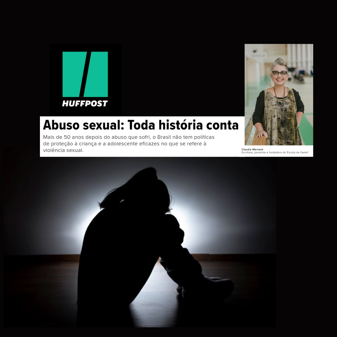 Capa do artigo publicado no Huffpost Brasil. Na imagem, o contorno de uma menina sentada de lado no chão, com os braços abraçados aos joelhos recolhidos.